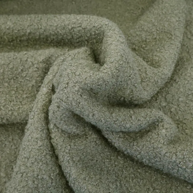 70CM REMNANT Boucle Coating Fabric - Moss Green