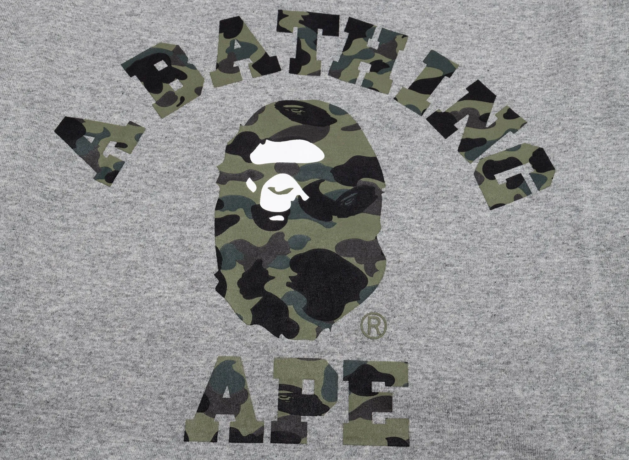 A Bathing Ape 1st Camo Camo College L/S Tee in Grey
