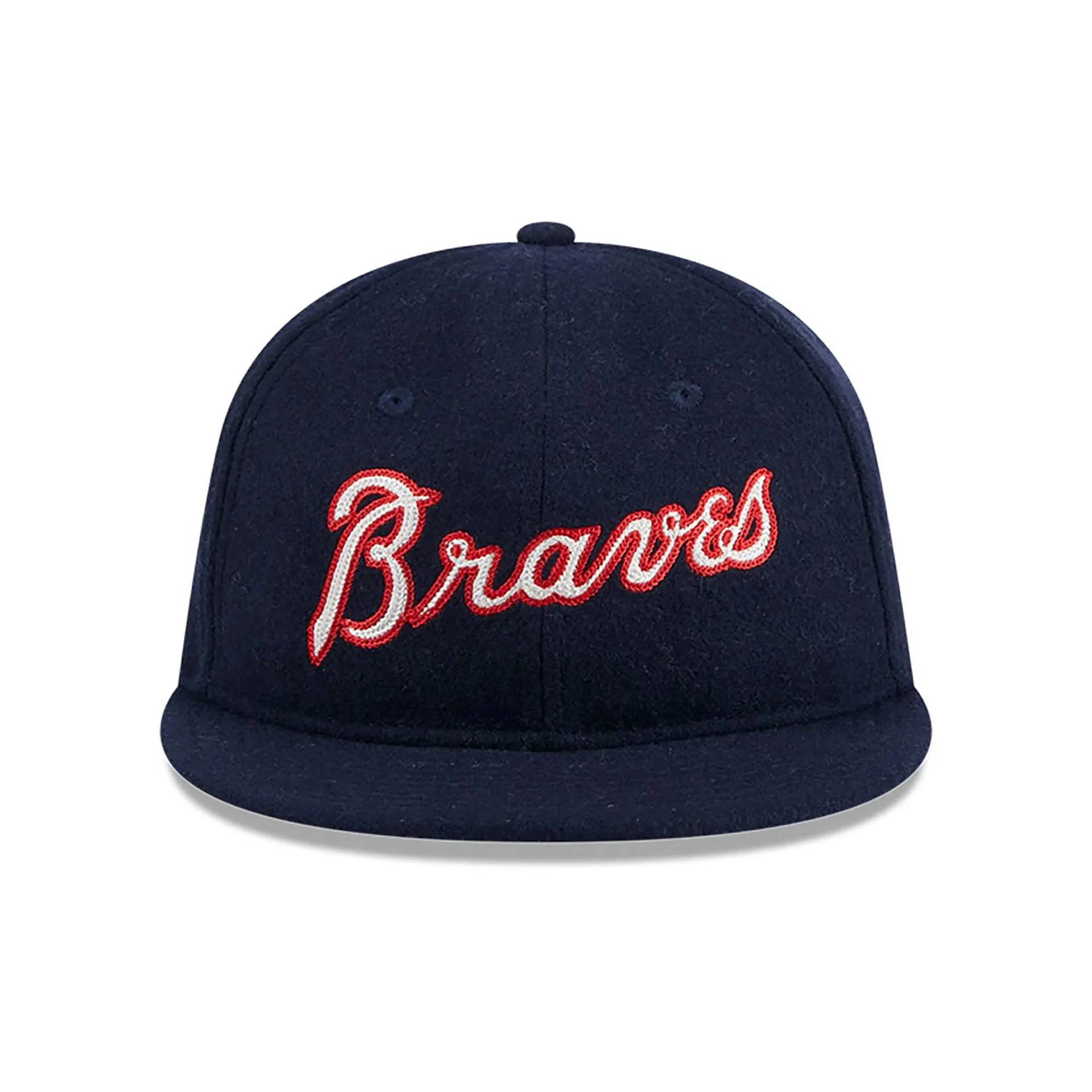 Atlanta Braves Melton Wool Navy Retro Crown 9FIFTY Strapback Cap
