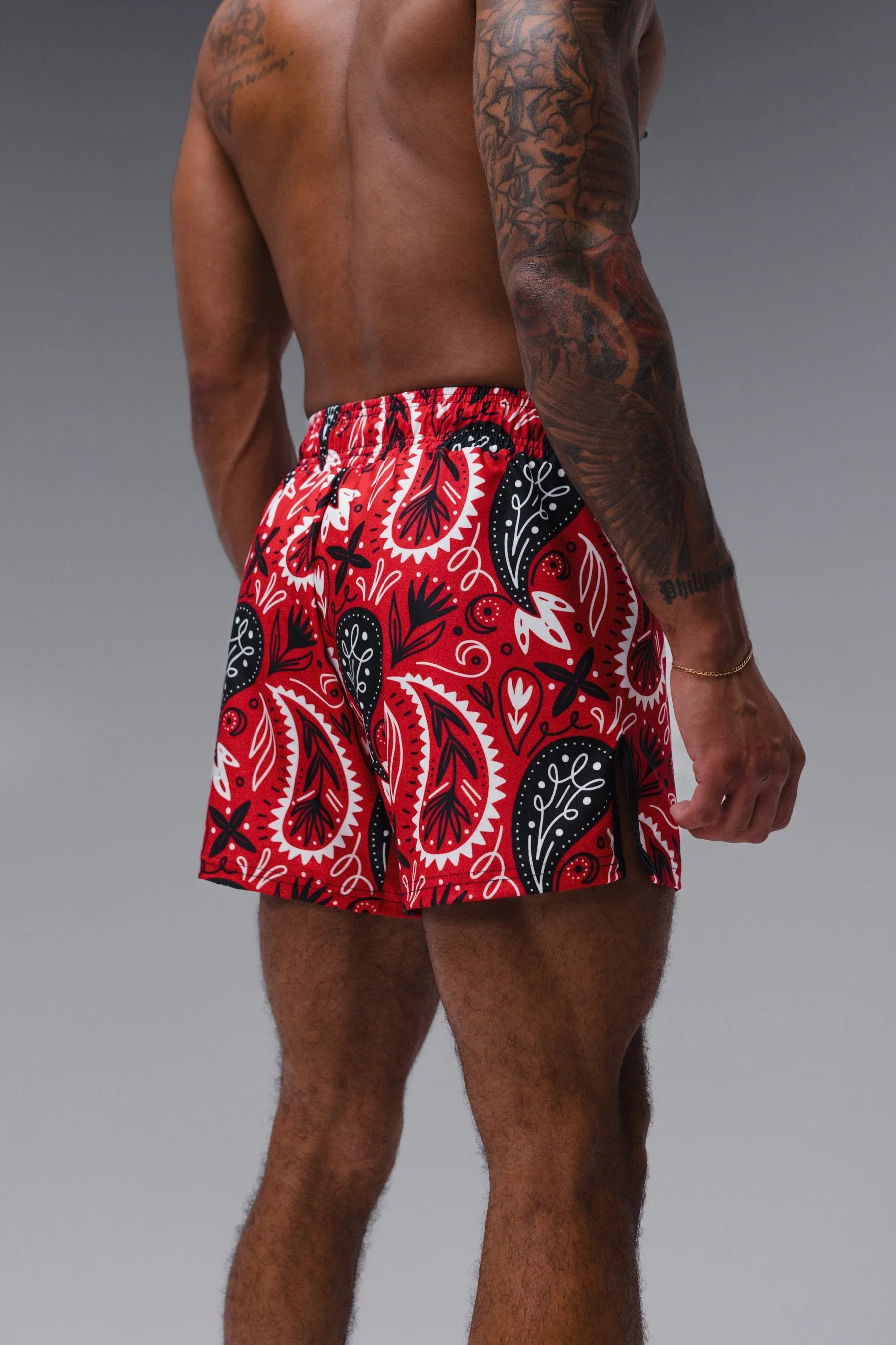 Bandana Fight Shorts (5"&7“ Inseam) - Red