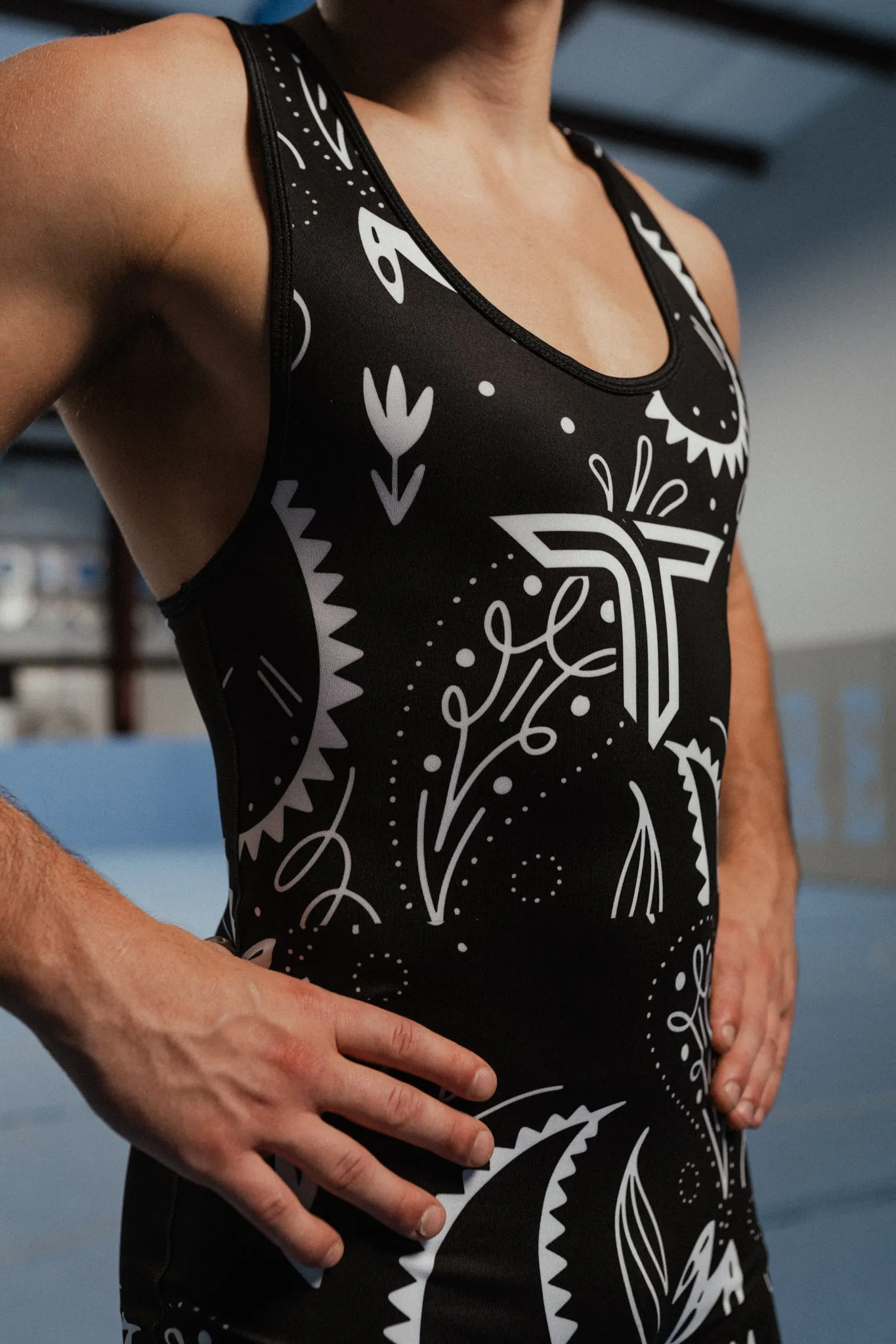 Bandana Wrestling Singlet - Black