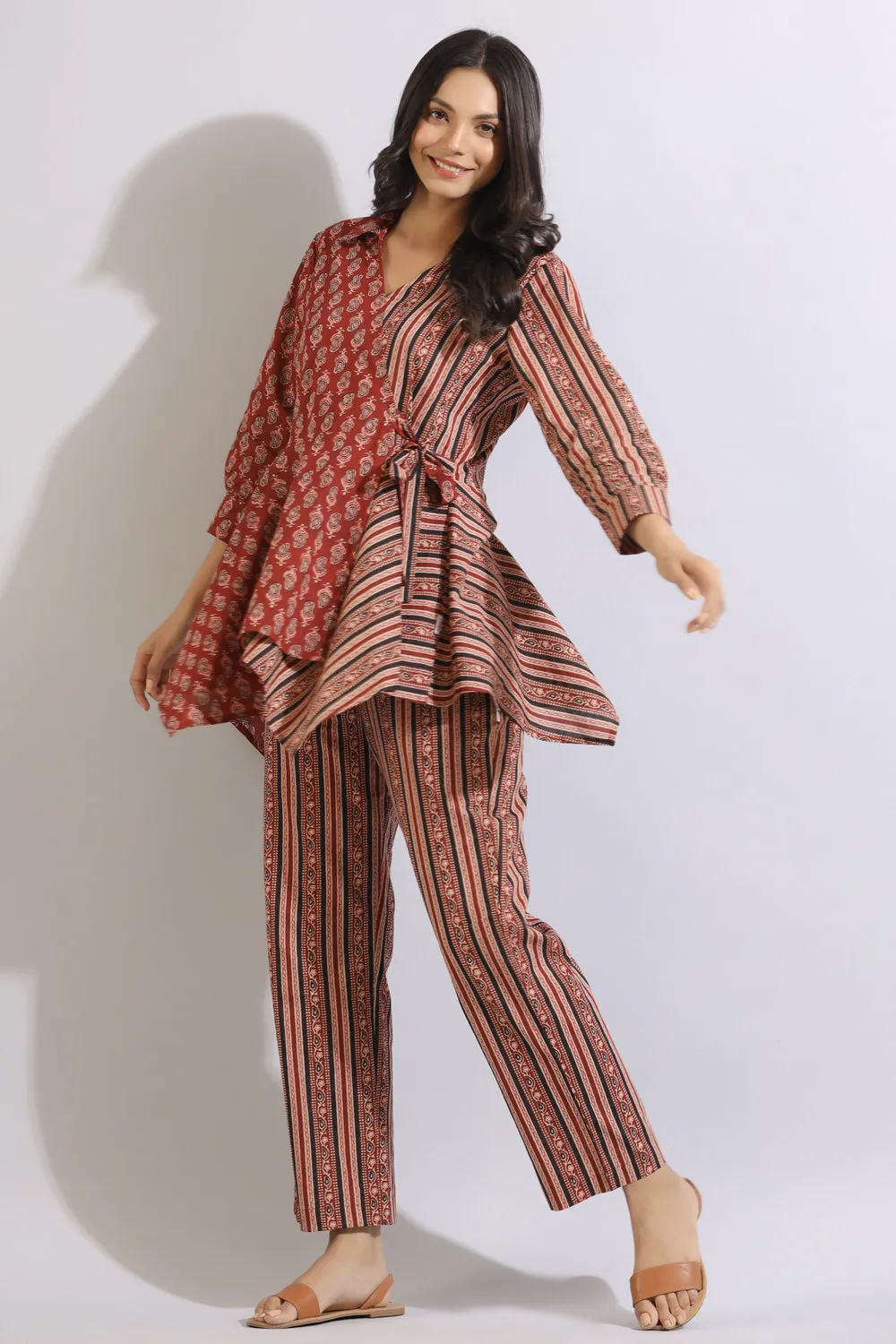 Blush Up Cotton Maroon Co-ord Set