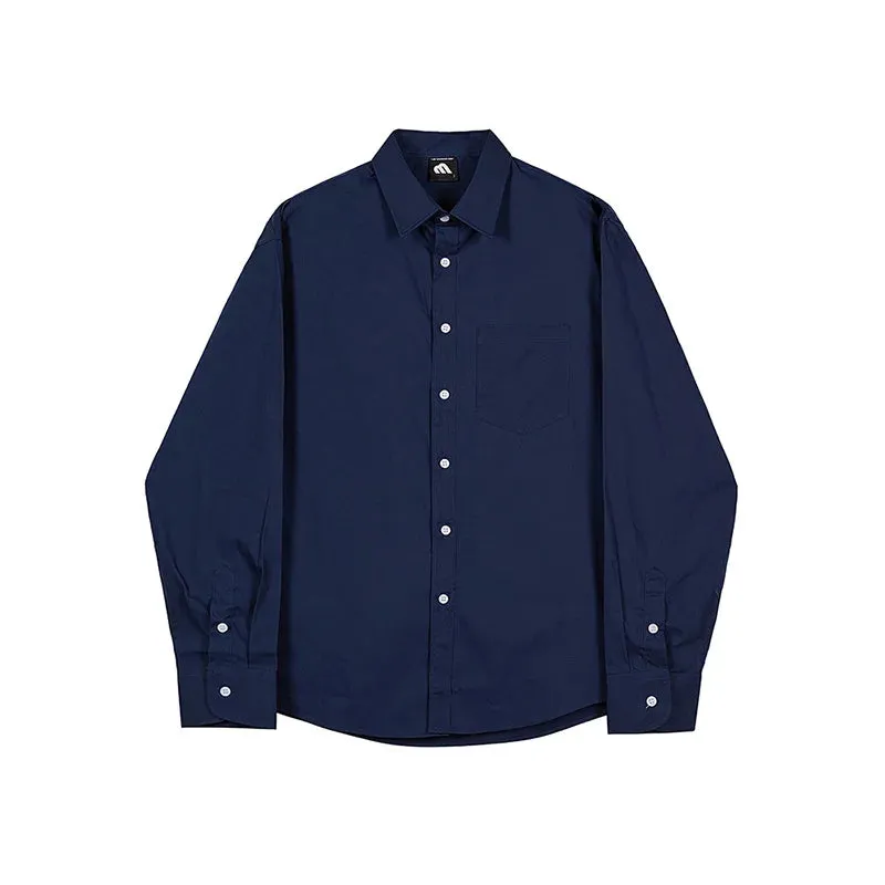 Bonsir -  Korean menswear style fashion top men's autumn new loose lapel single breasted long sleeve solid color shirts men tide