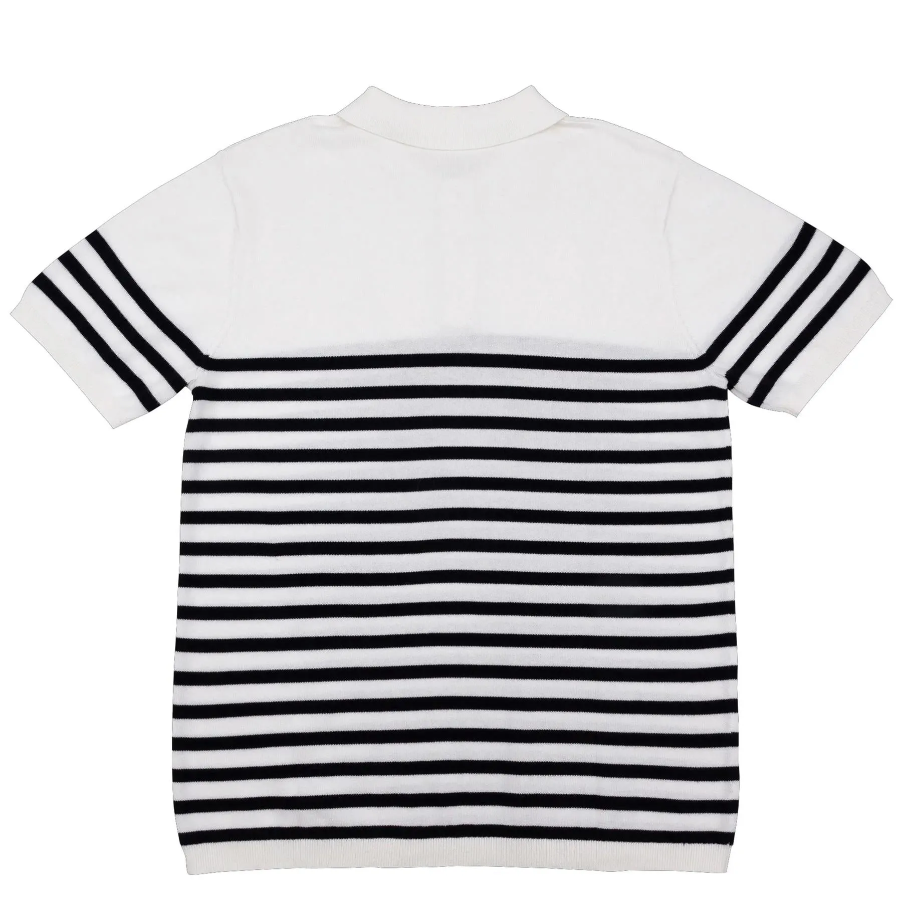 Breton Stripe Knit Polo White/Navy - AW22