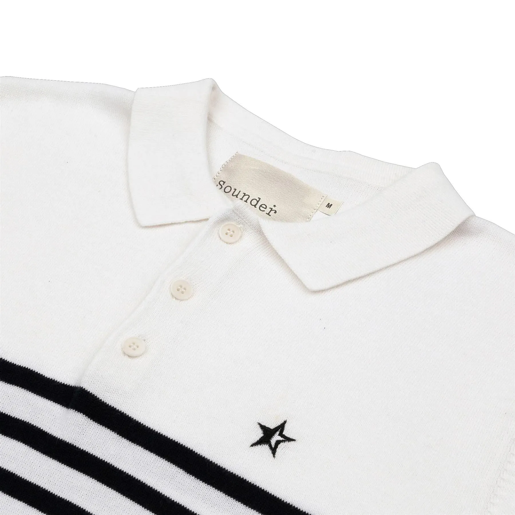 Breton Stripe Knit Polo White/Navy - AW22