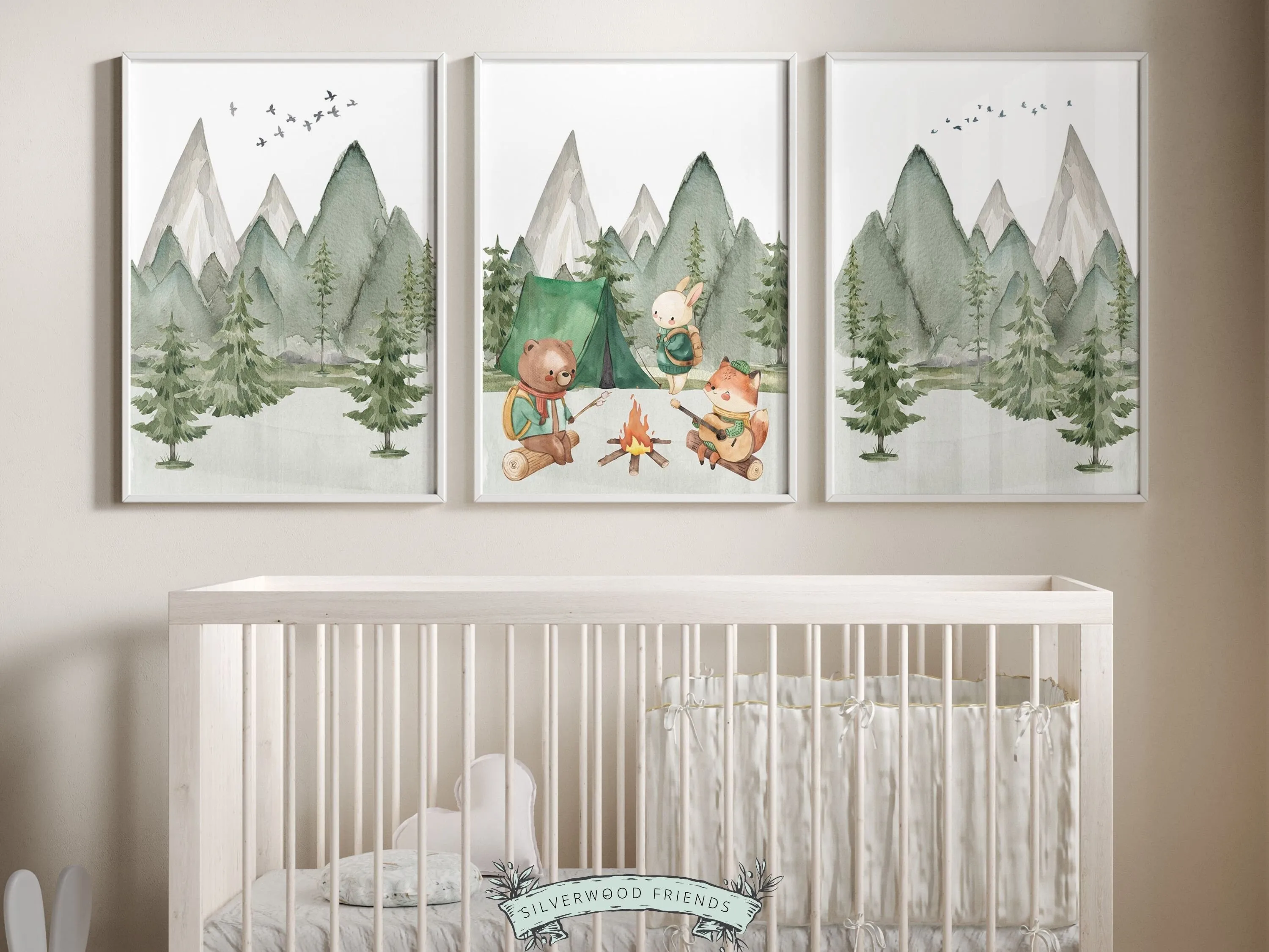 Camping Animals Nursery Print Set of 3