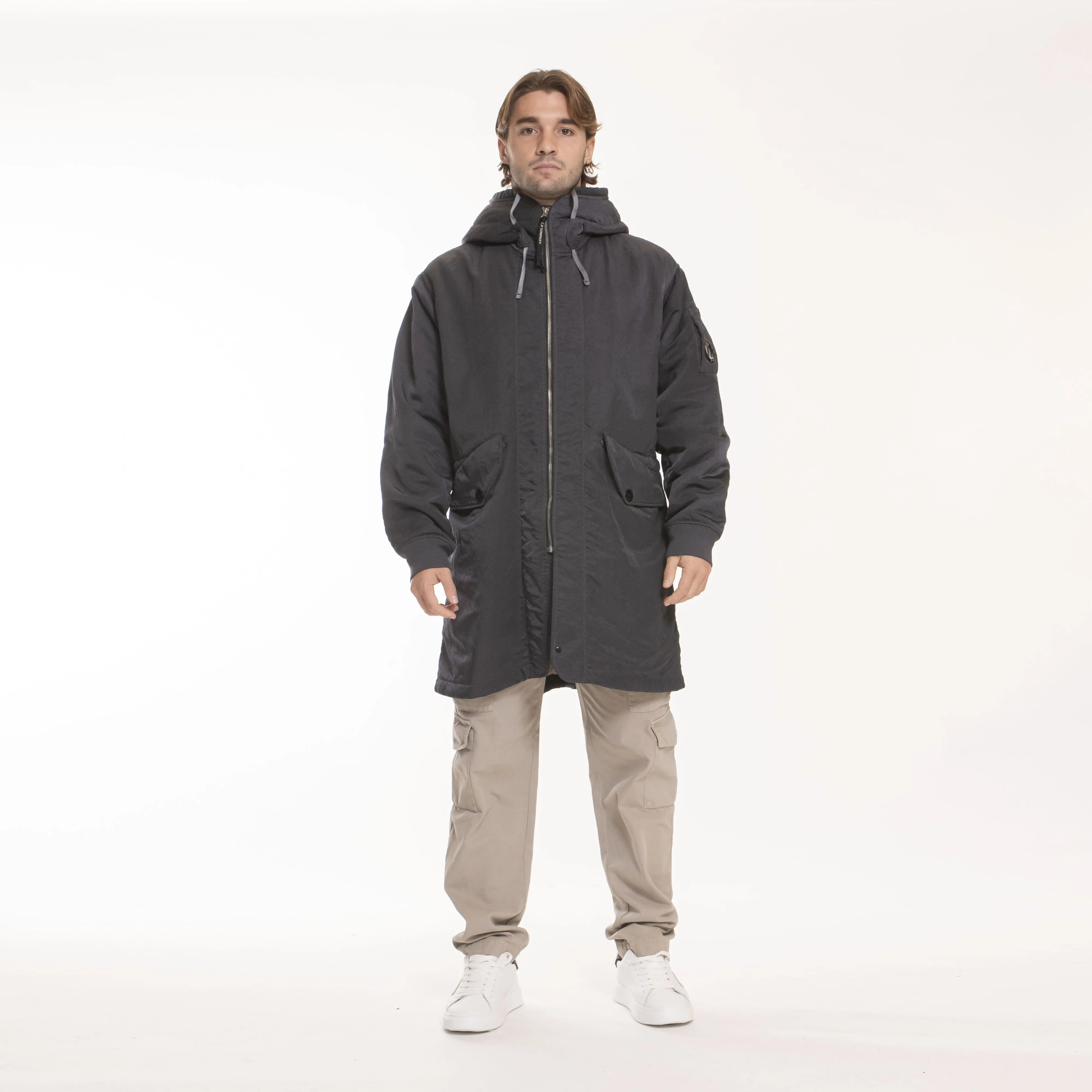 C.P. COMPANY OUTWEAR LONG JACKET NYLON BLACK