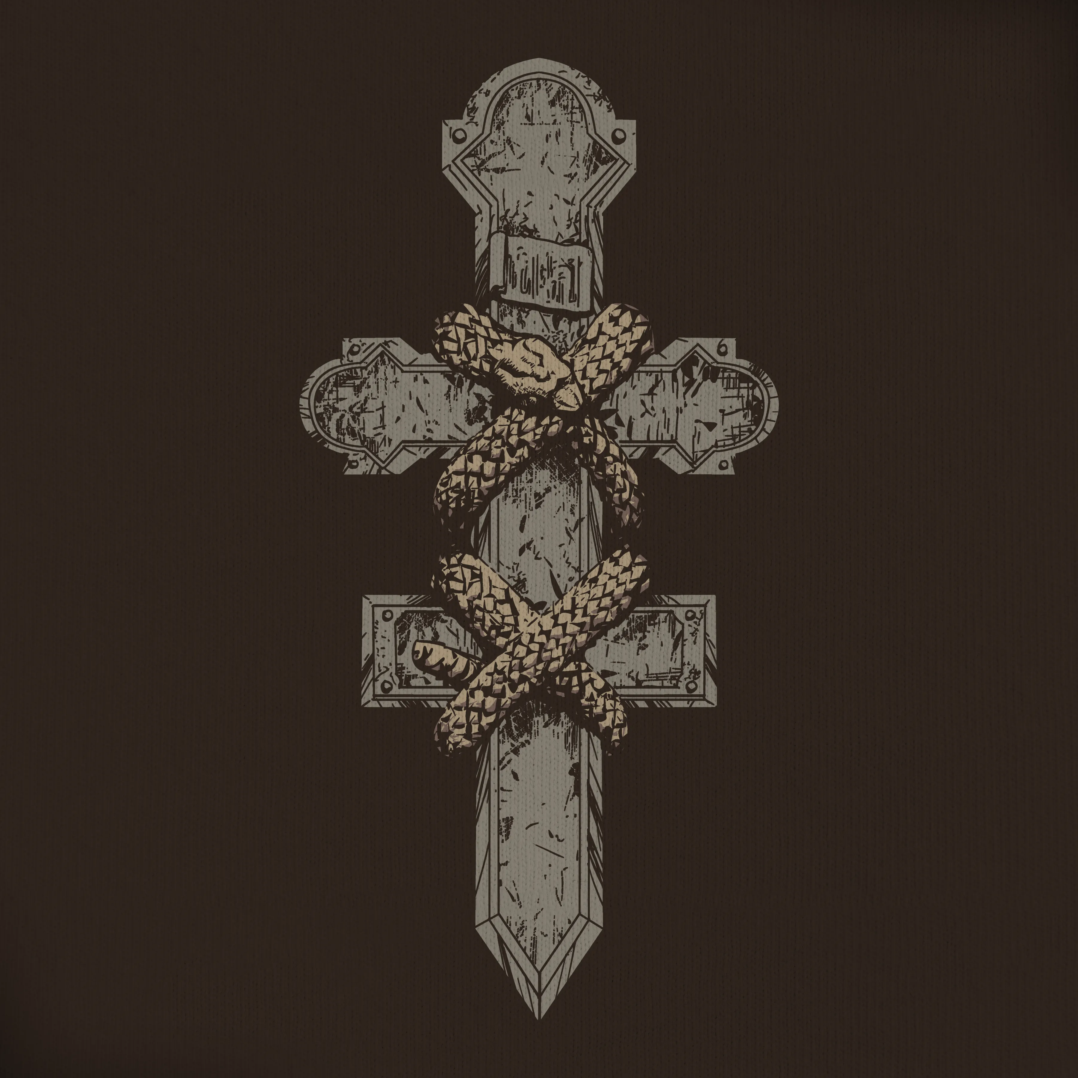 Double Cross With Snake Brown Tee