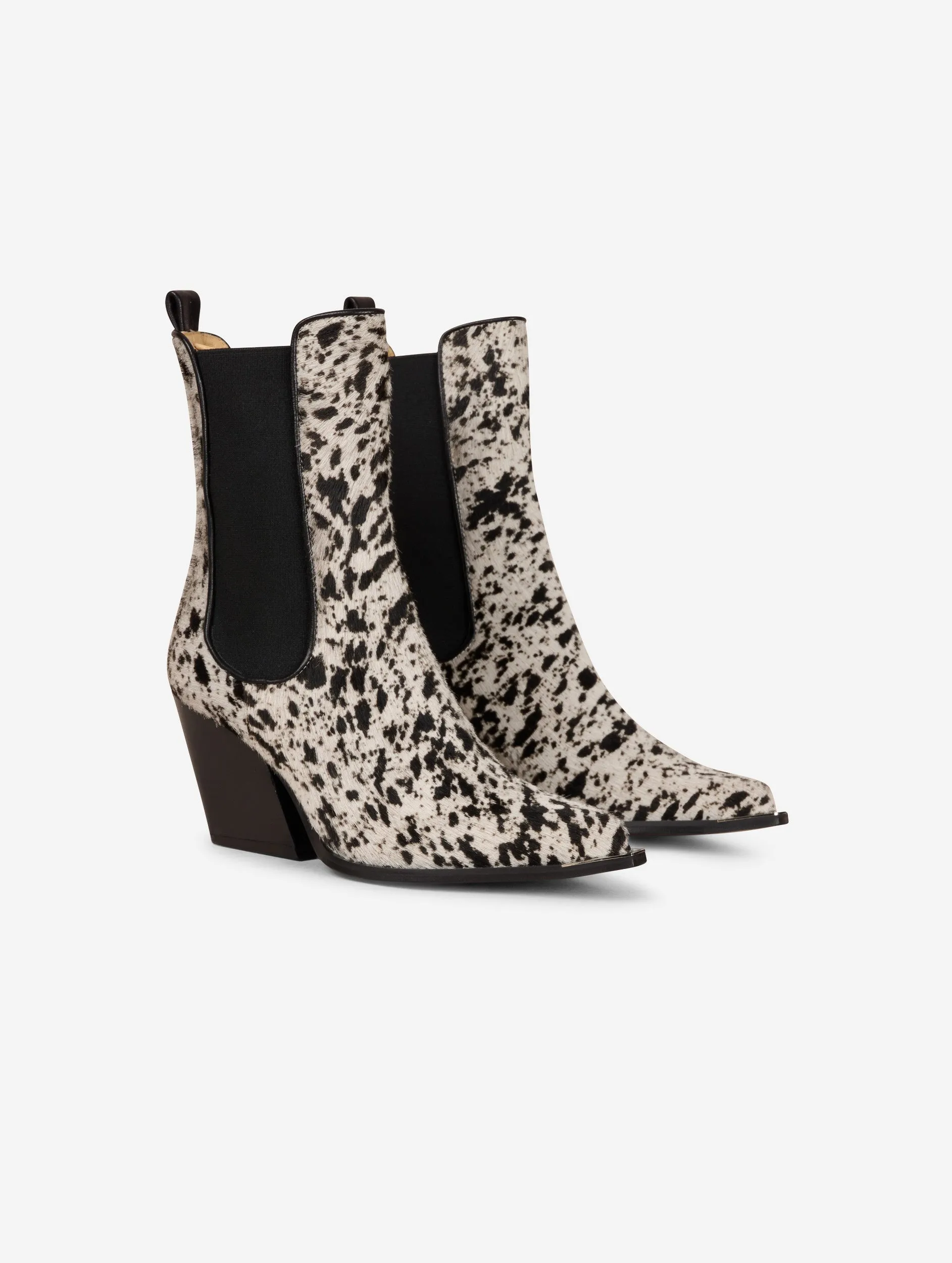 Elasticated ankle boots in calf hair leather