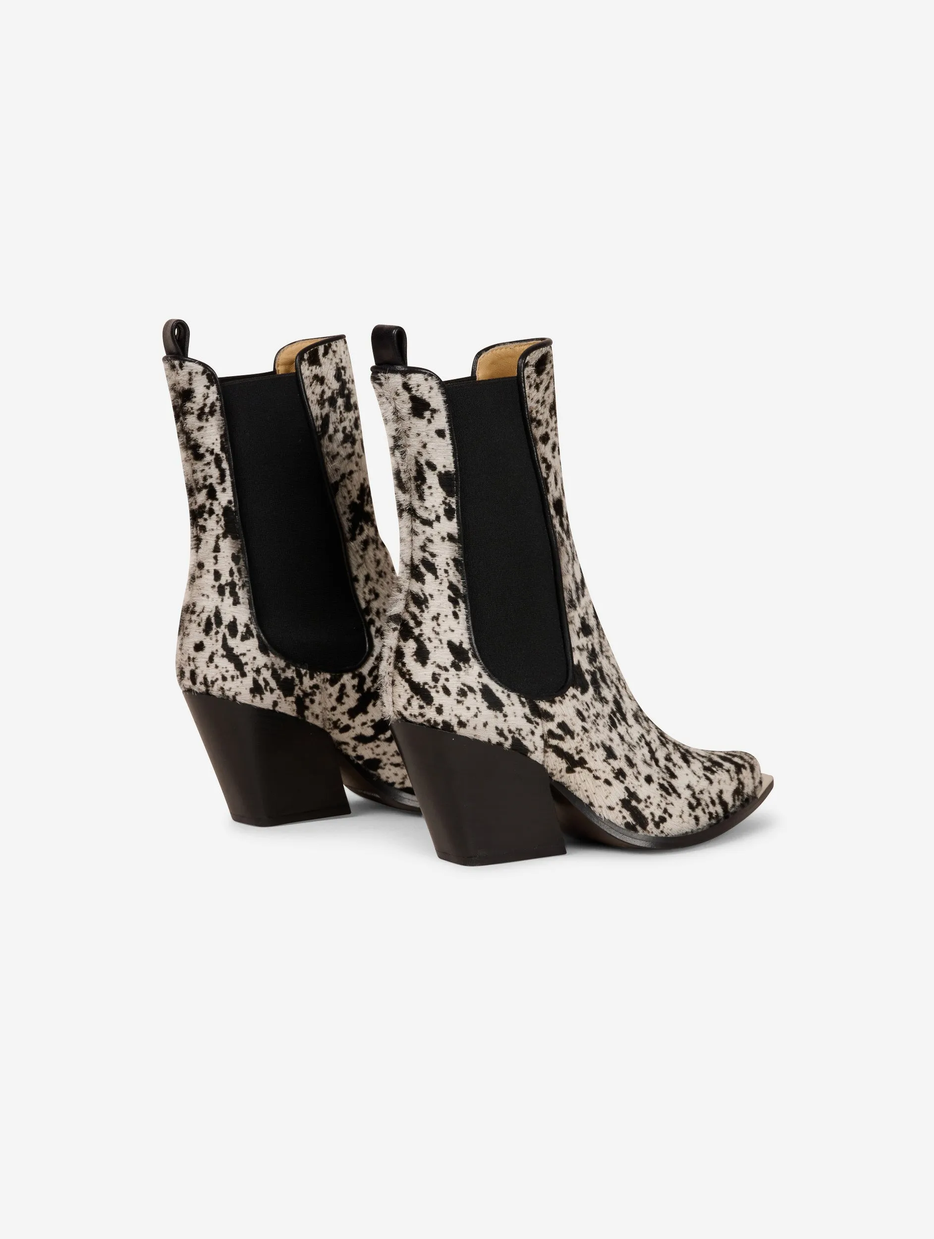 Elasticated ankle boots in calf hair leather