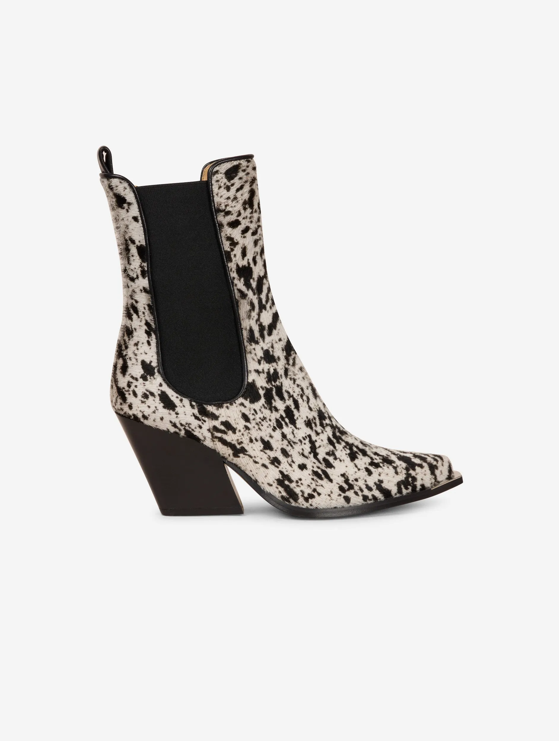 Elasticated ankle boots in calf hair leather