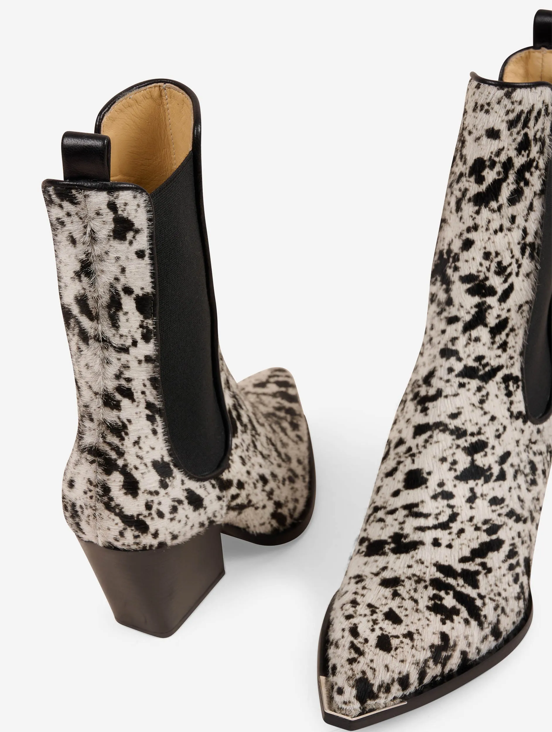 Elasticated ankle boots in calf hair leather