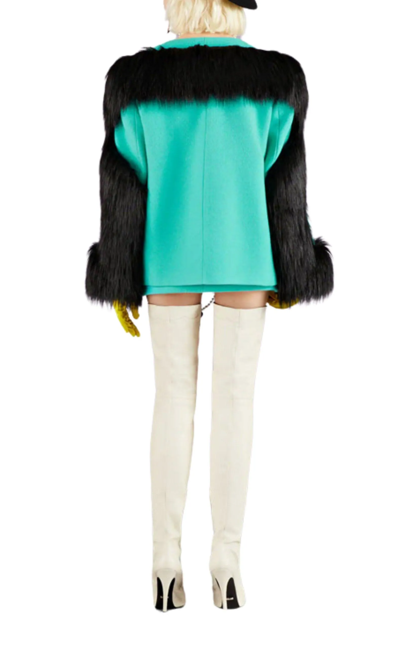Faux Fur-trimmed Wool Jacket