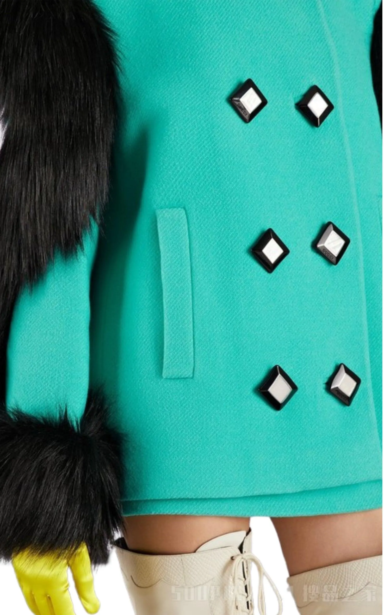 Faux Fur-trimmed Wool Jacket