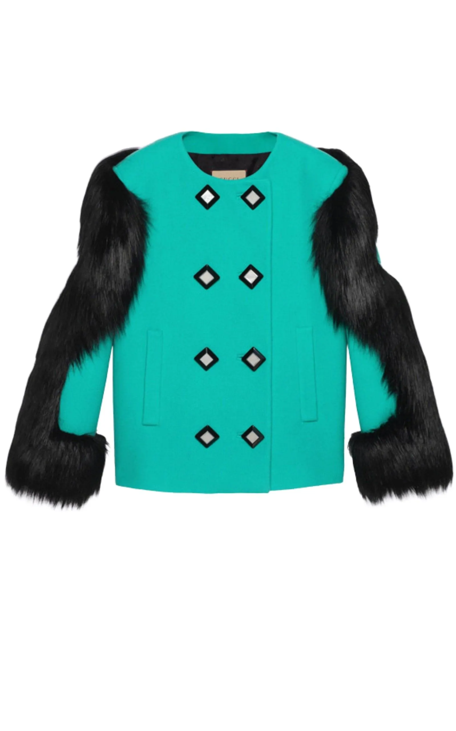 Faux Fur-trimmed Wool Jacket