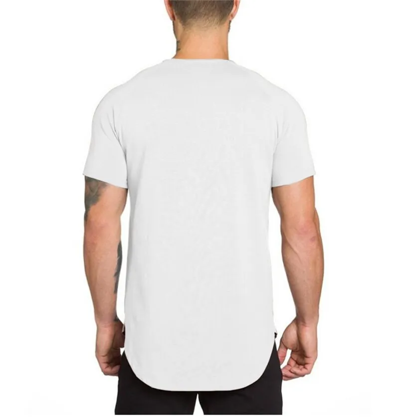 gym clothing extend hip hop street T-shirt Men's fitness bodybuilding silm fit summer Top Tees