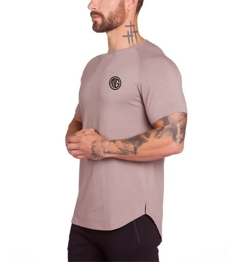 gym clothing extend hip hop street T-shirt Men's fitness bodybuilding silm fit summer Top Tees