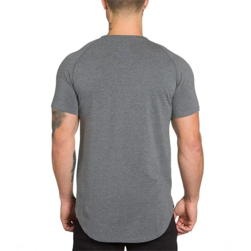 gym clothing extend hip hop street T-shirt Men's fitness bodybuilding silm fit summer Top Tees
