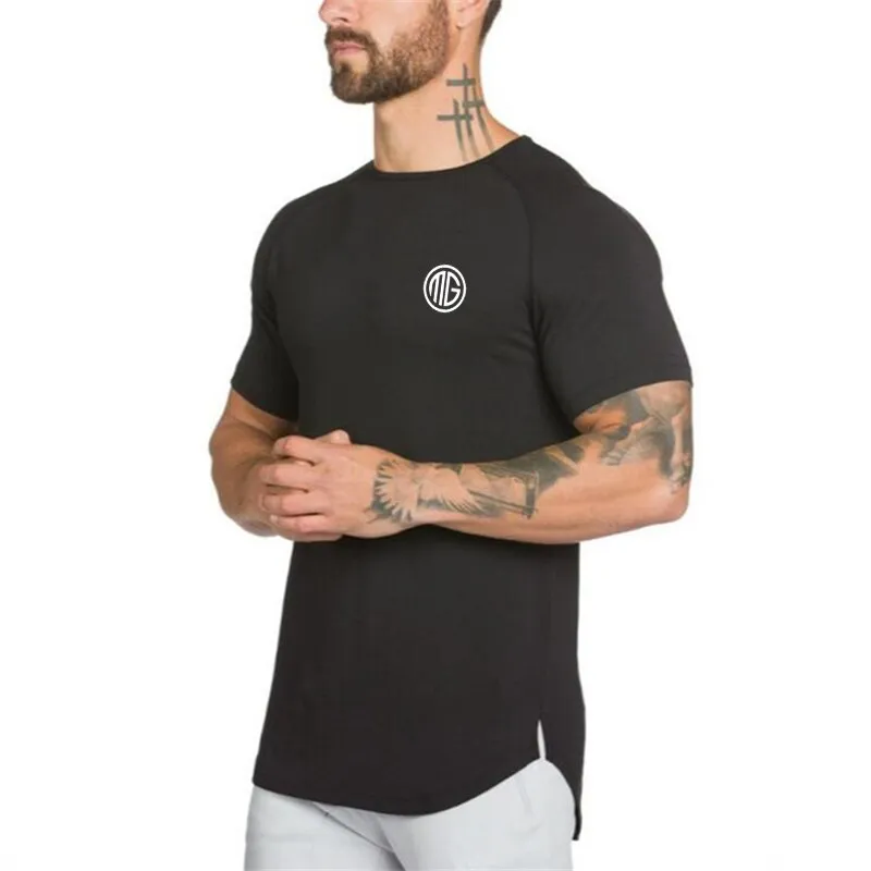 gym clothing extend hip hop street T-shirt Men's fitness bodybuilding silm fit summer Top Tees