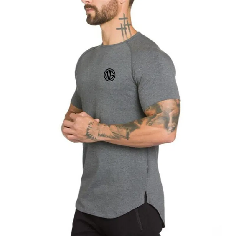 gym clothing extend hip hop street T-shirt Men's fitness bodybuilding silm fit summer Top Tees