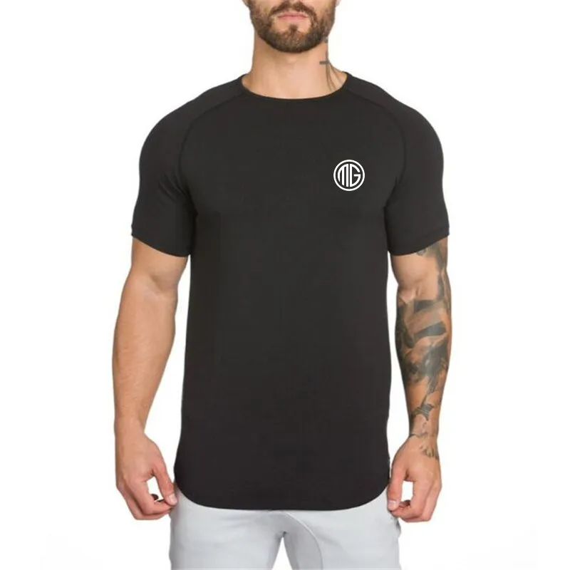 gym clothing extend hip hop street T-shirt Men's fitness bodybuilding silm fit summer Top Tees