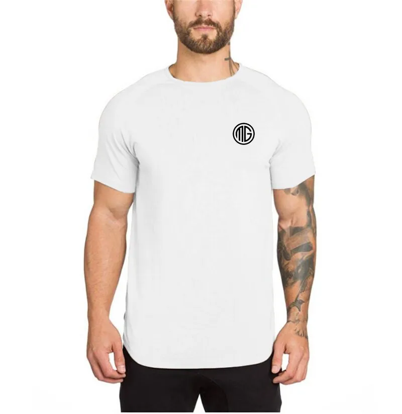 gym clothing extend hip hop street T-shirt Men's fitness bodybuilding silm fit summer Top Tees