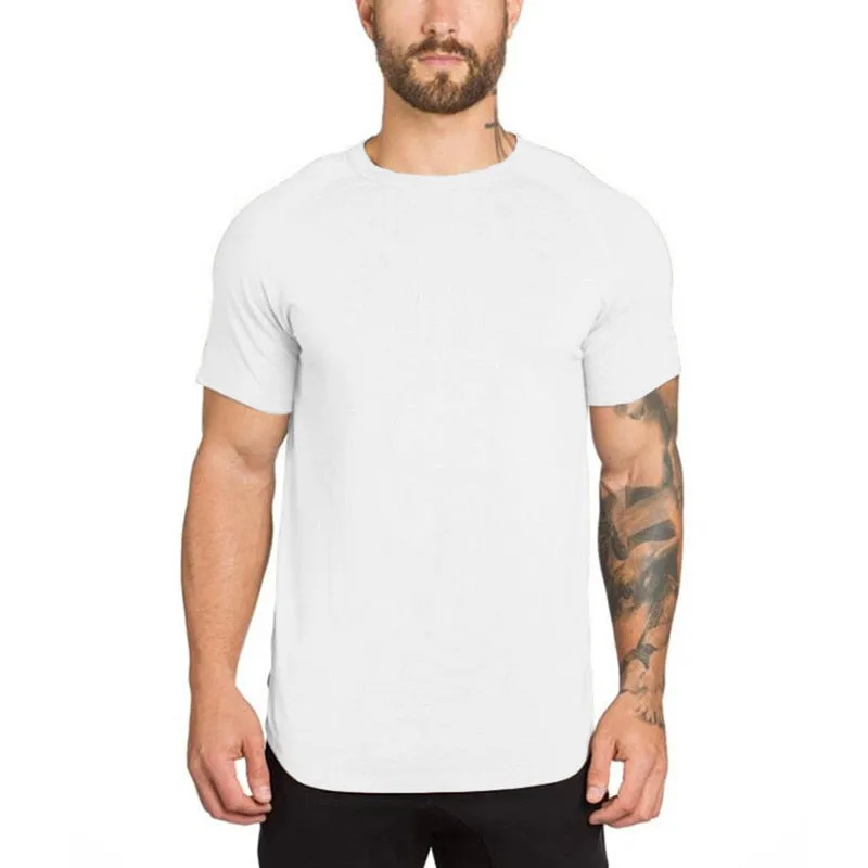 gym clothing extend hip hop street T-shirt Men's fitness bodybuilding silm fit summer Top Tees