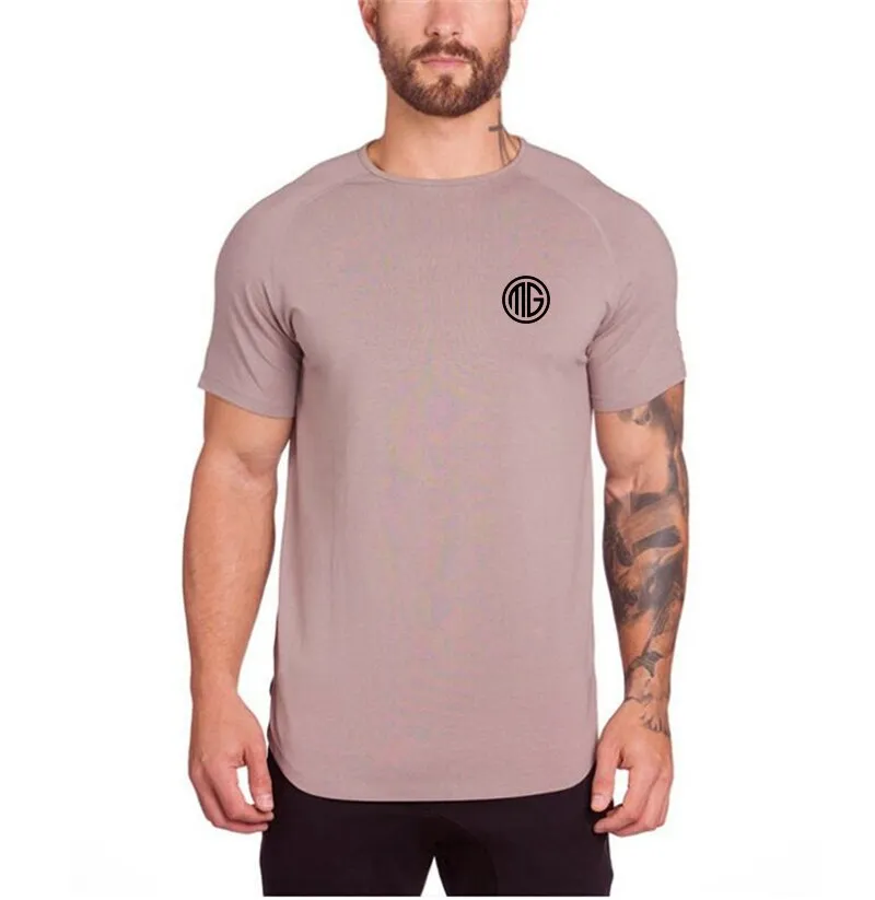 gym clothing extend hip hop street T-shirt Men's fitness bodybuilding silm fit summer Top Tees