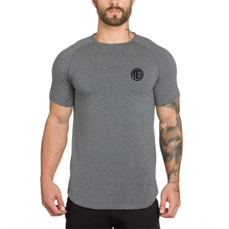 gym clothing extend hip hop street T-shirt Men's fitness bodybuilding silm fit summer Top Tees