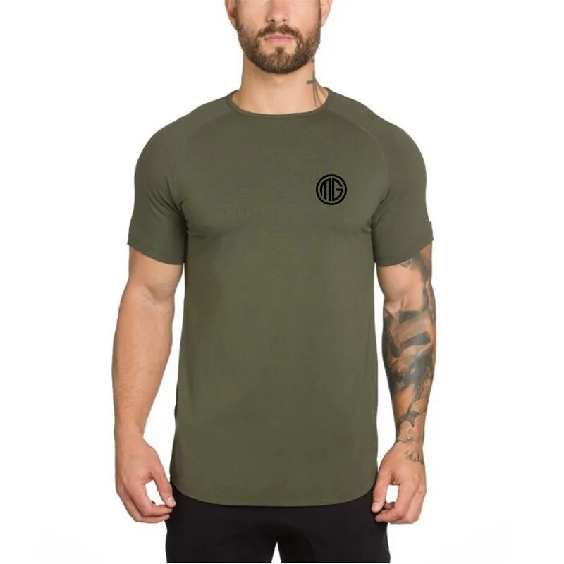 gym clothing extend hip hop street T-shirt Men's fitness bodybuilding silm fit summer Top Tees