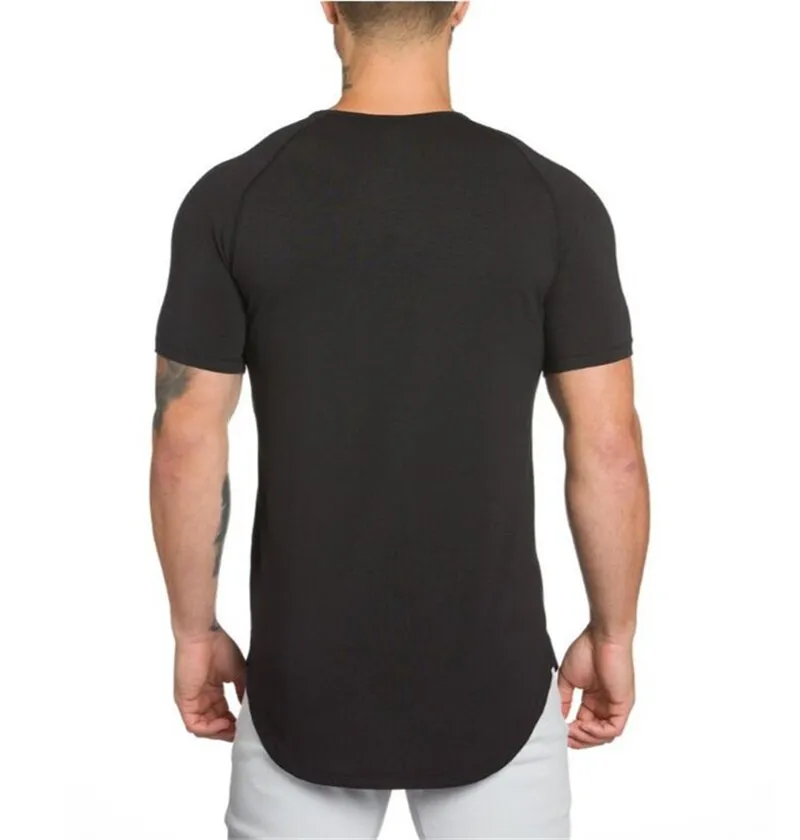 gym clothing extend hip hop street T-shirt Men's fitness bodybuilding silm fit summer Top Tees