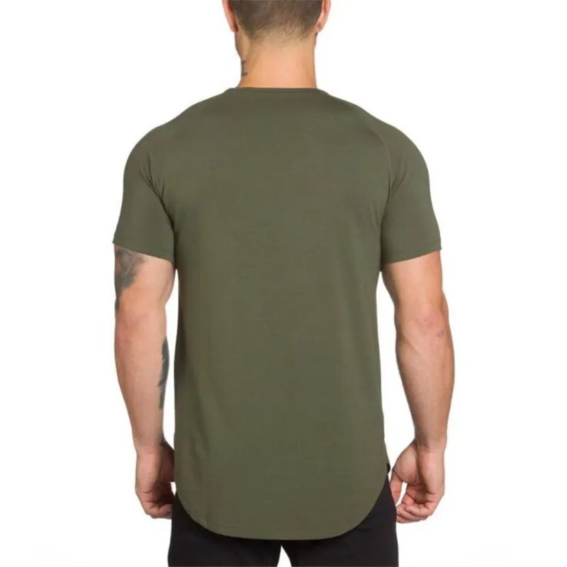 gym clothing extend hip hop street T-shirt Men's fitness bodybuilding silm fit summer Top Tees