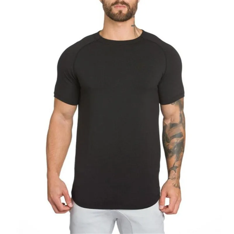 gym clothing extend hip hop street T-shirt Men's fitness bodybuilding silm fit summer Top Tees