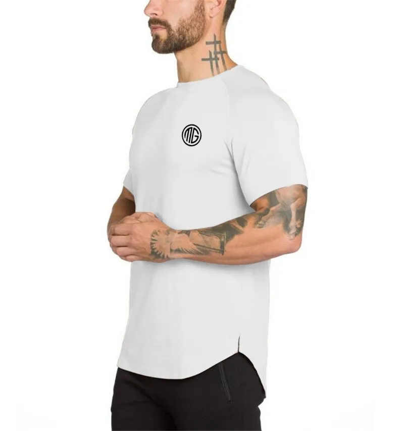 gym clothing extend hip hop street T-shirt Men's fitness bodybuilding silm fit summer Top Tees