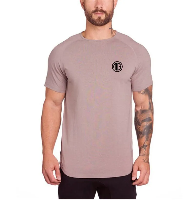 gym clothing extend hip hop street T-shirt Men's fitness bodybuilding silm fit summer Top Tees