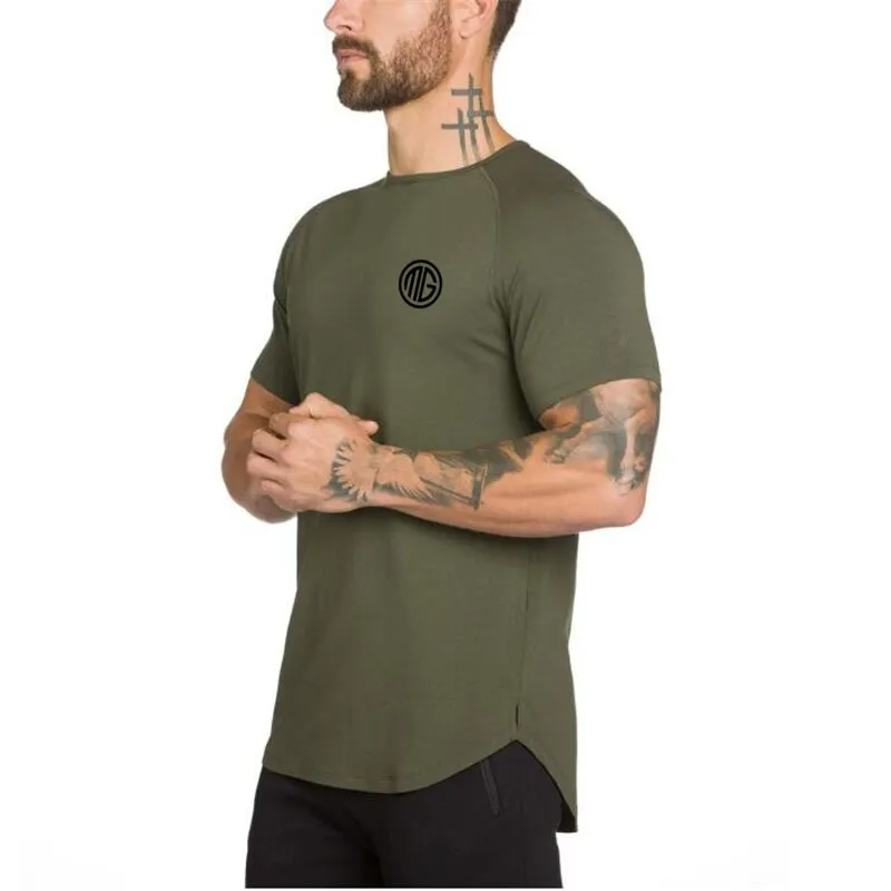 gym clothing extend hip hop street T-shirt Men's fitness bodybuilding silm fit summer Top Tees
