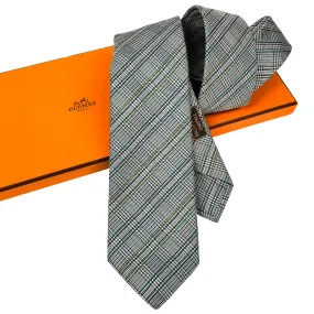 Hermes Silk Necktie 7 | To The Moon Tie with a Prince of Wales Motif w/BOX