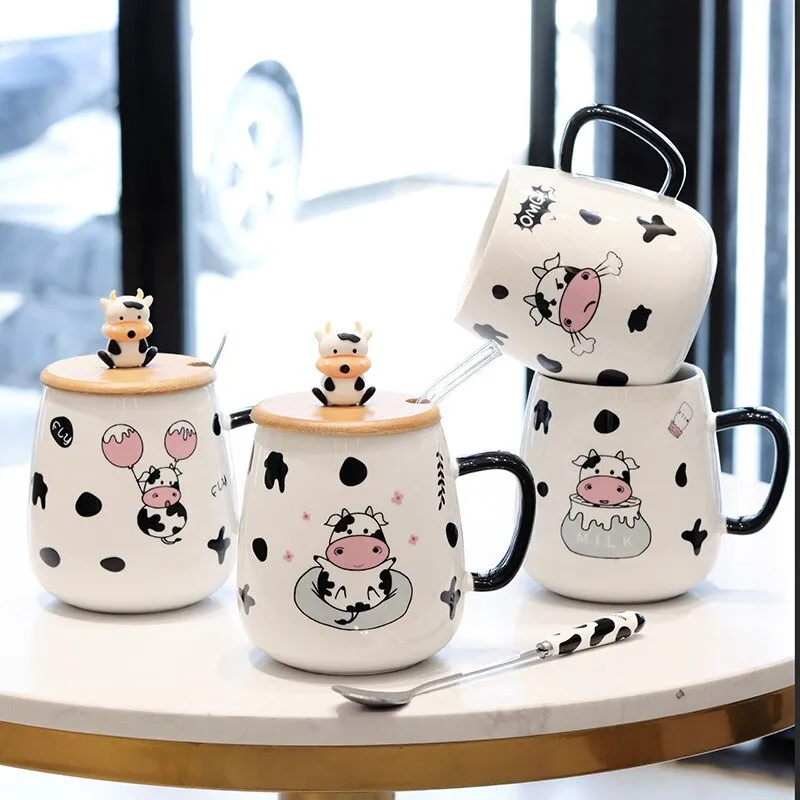 Kawaii Cow Coffee Cup With Spoon