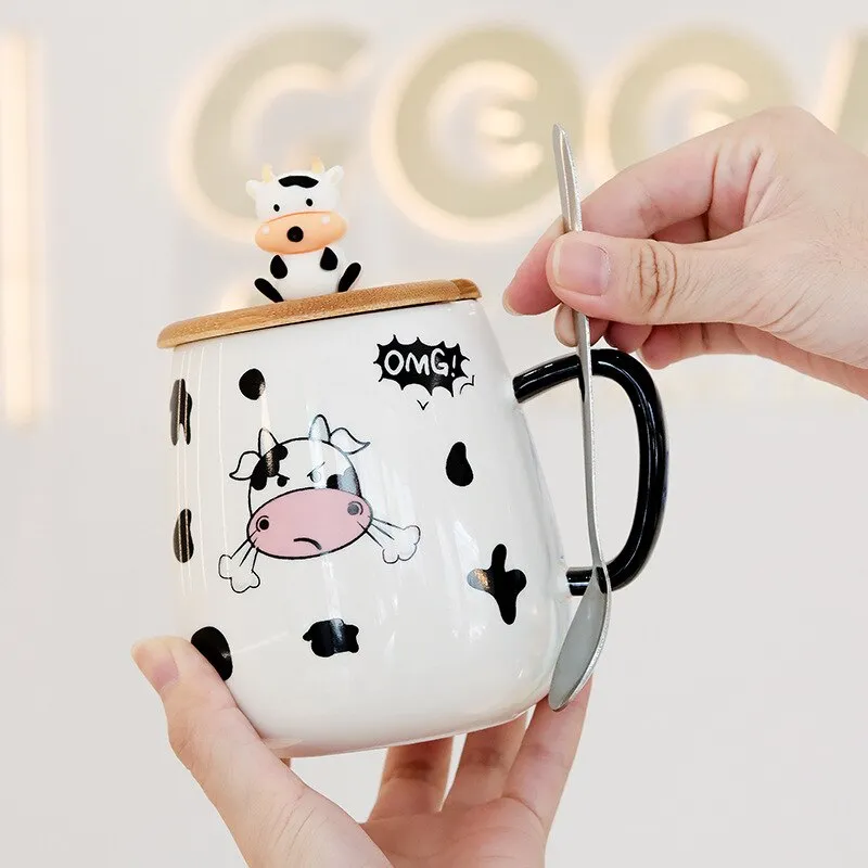 Kawaii Cow Coffee Cup With Spoon