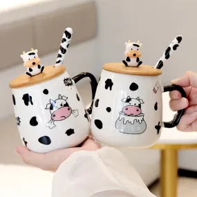 Kawaii Cow Coffee Cup With Spoon
