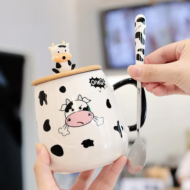 Kawaii Cow Coffee Cup With Spoon