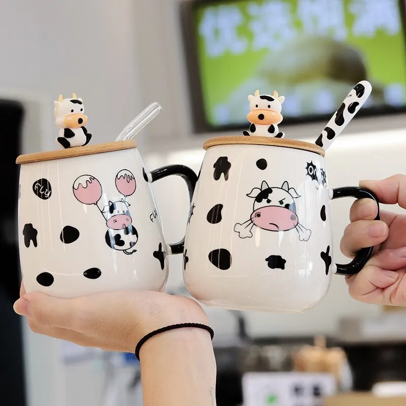 Kawaii Cow Coffee Cup With Spoon