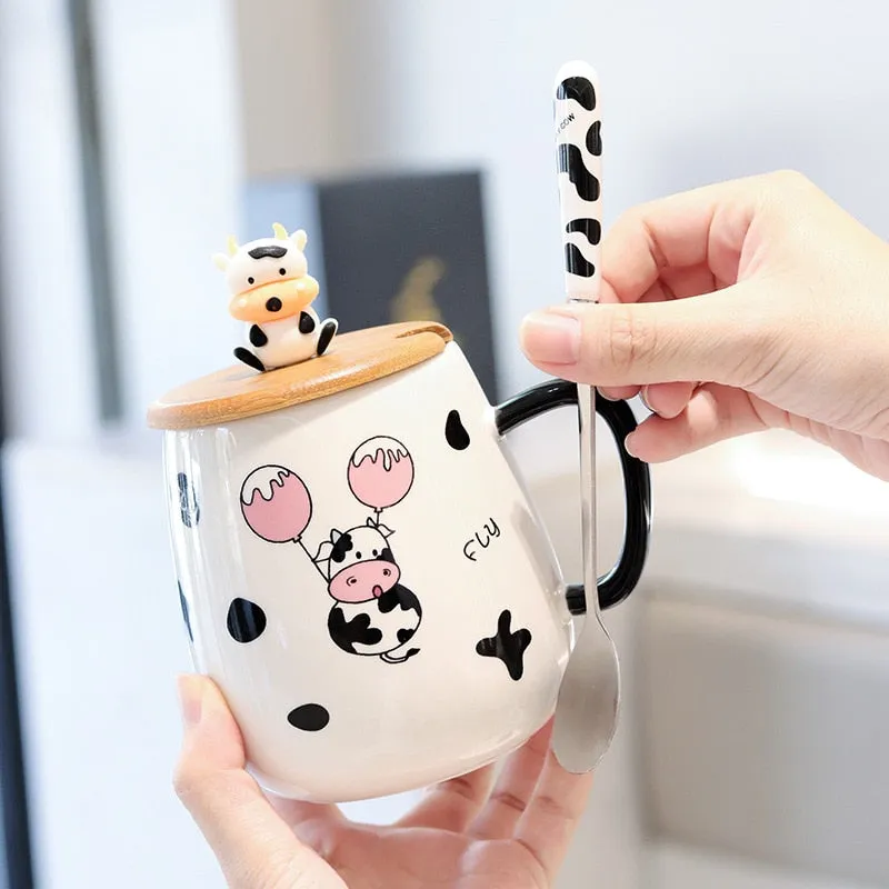 Kawaii Cow Coffee Cup With Spoon