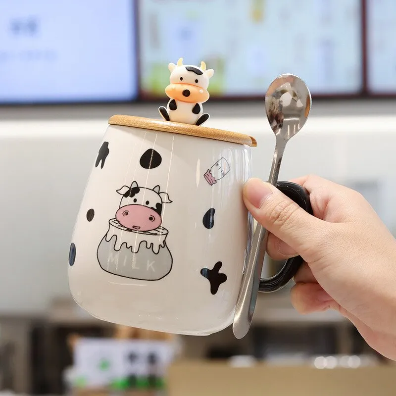 Kawaii Cow Coffee Cup With Spoon