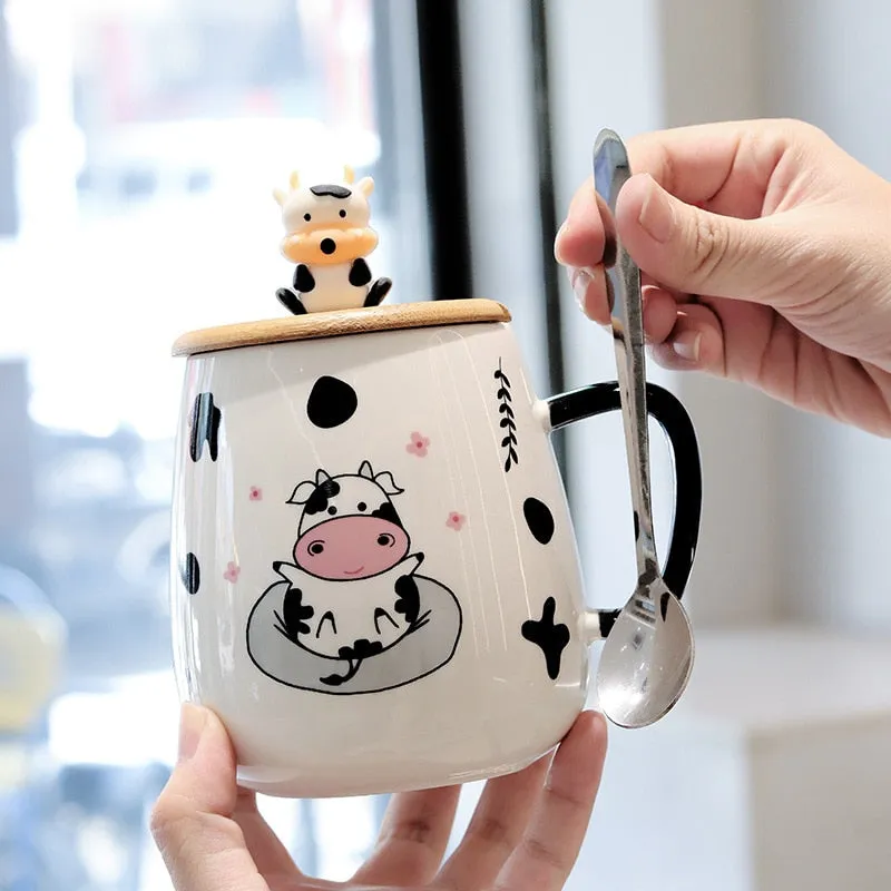Kawaii Cow Coffee Cup With Spoon