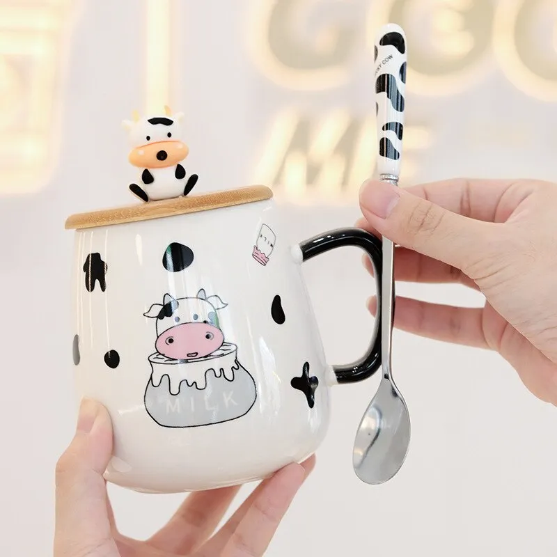 Kawaii Cow Coffee Cup With Spoon