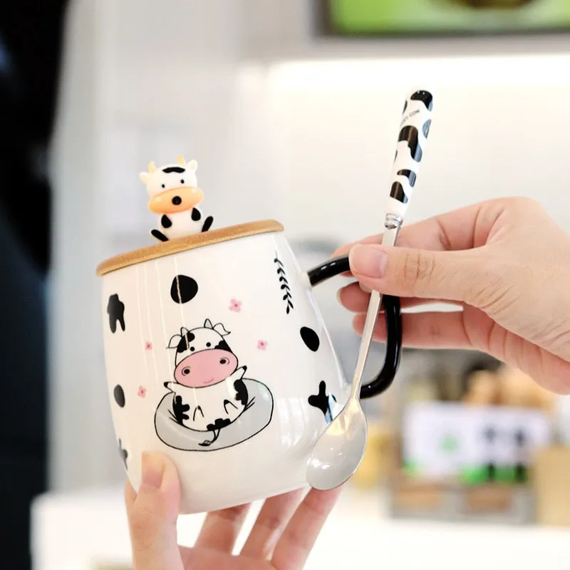 Kawaii Cow Coffee Cup With Spoon