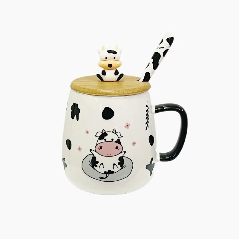 Kawaii Cow Coffee Cup With Spoon