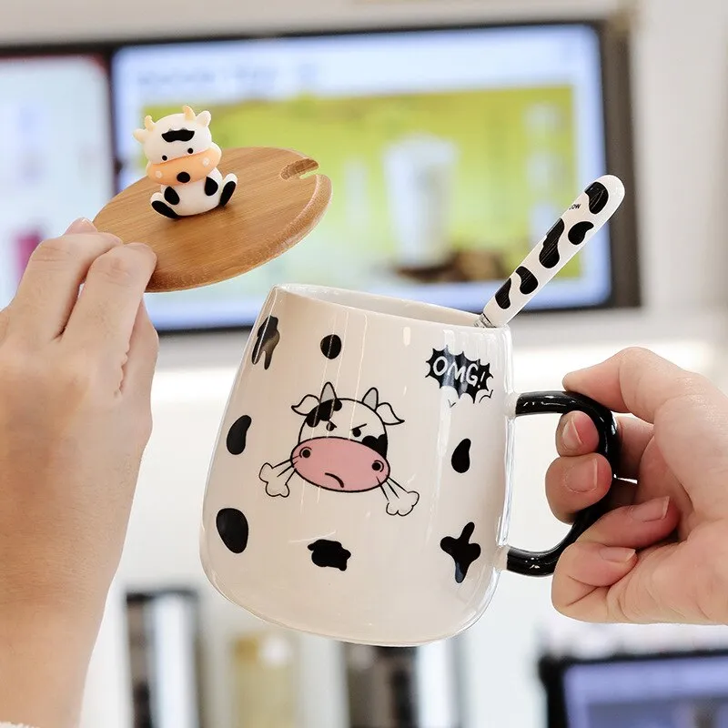 Kawaii Cow Coffee Cup With Spoon