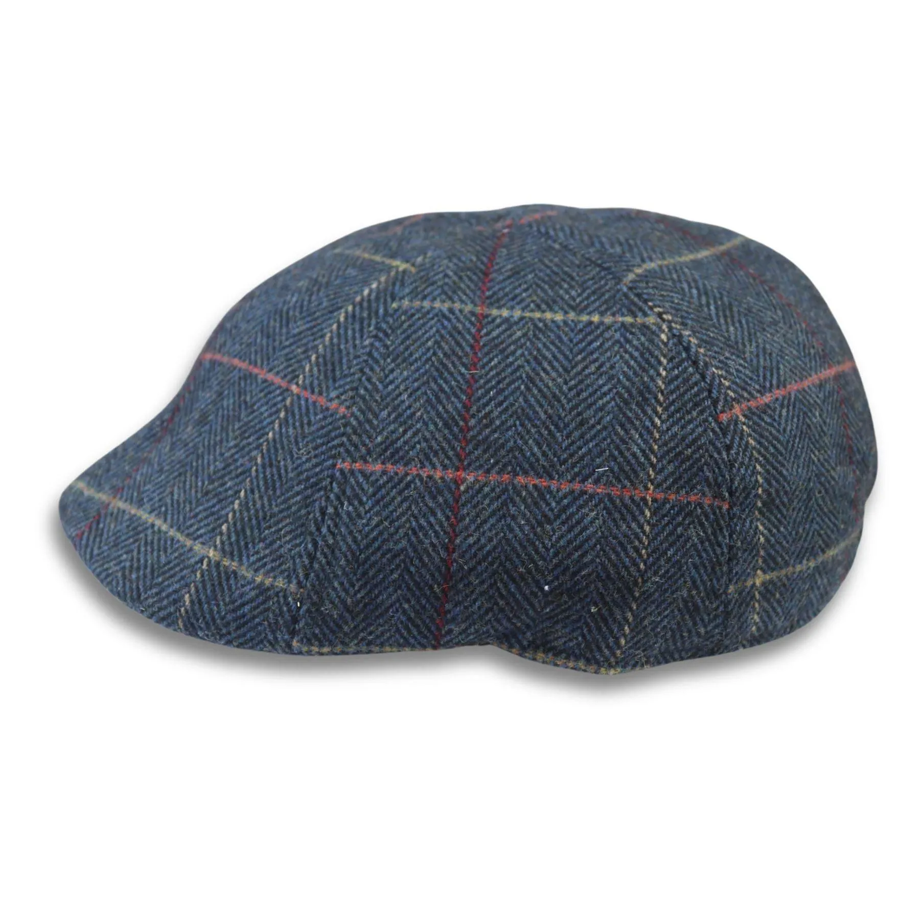 Men's Duckbill Cap Wool Blend Tweed Herringbone Check Gatsby Peaked Ivy 6 Panel Hat